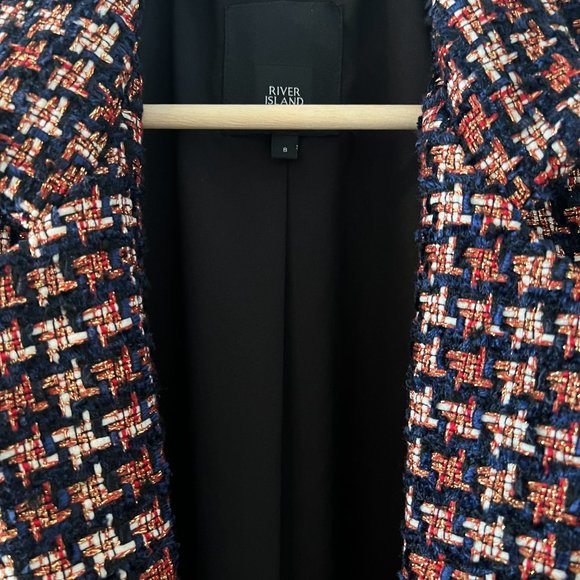 River Island Checkered Coat in Red and Blue - Picture 4 of 8